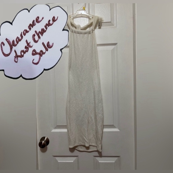 ARE YOU AM I Women's White Knit Halter Backless Mini Dress *See  Measurements*